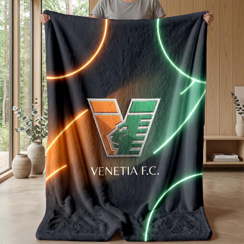 Venezia FC Football Print Flannel Blanket, Soft Warm Lightweight Throw Blanket for Sofa Bed Camping