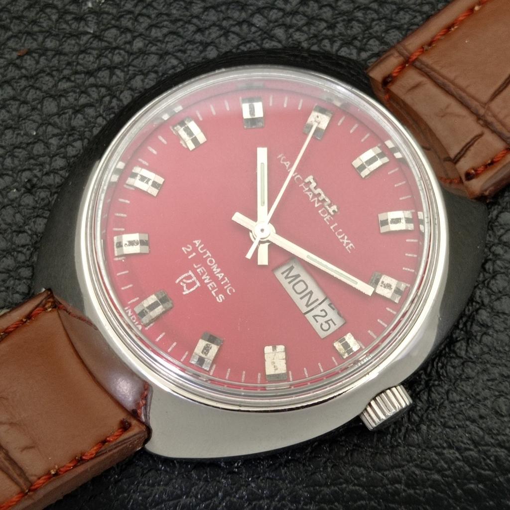 Montre automatique d'occasion pour homme HMT Kanchan Deluxe 6501, cadran rouge, modèle indien a432207-2 R110-a432207