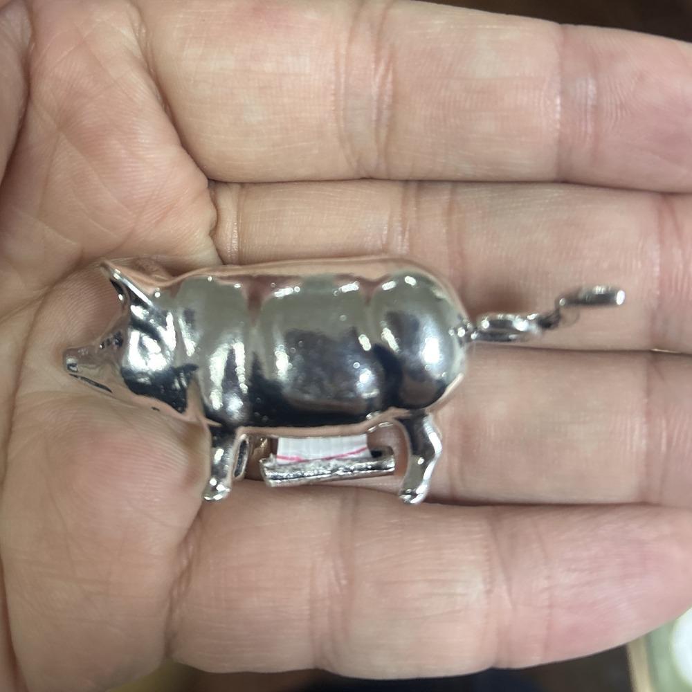 Vintage Pig Mini Tape Measure Metal Antique Tape Measure Pig Statue Tape Measure  Room Interior серебряный