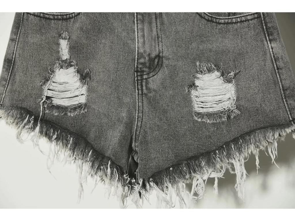 Women's Korean High-Waist Loose Denim Shorts - Summer Plus Size, Ripped, Wide-Leg, A-Line Hot Pants