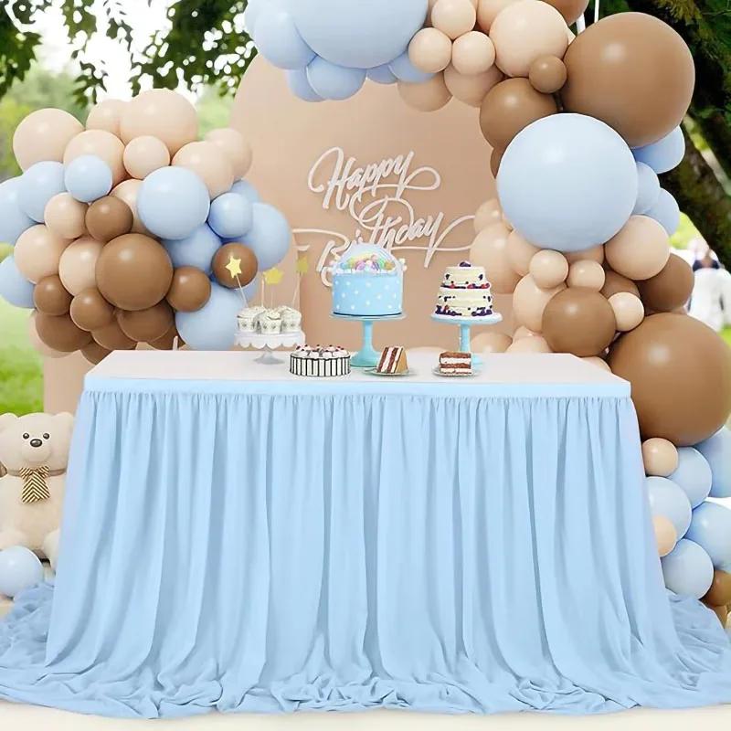 Chiffon Table Skirt Wedding Christmas Tablecloth Sheer Fabric for Sweetheart Table Birthday Party Cake Table Baby Shower Decor