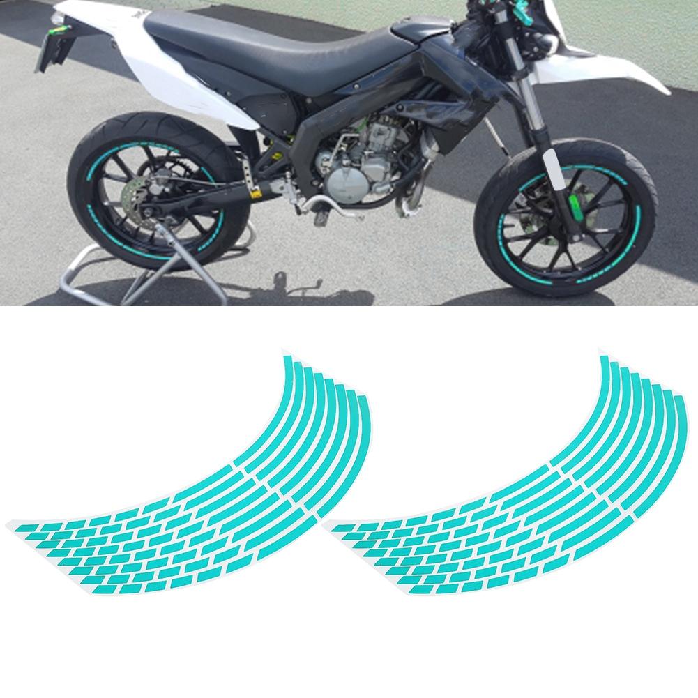 16pcs Bike Motorcycle 16-18inch Reflective Wheel Strip Stickers Decoration Accessory(Blue)