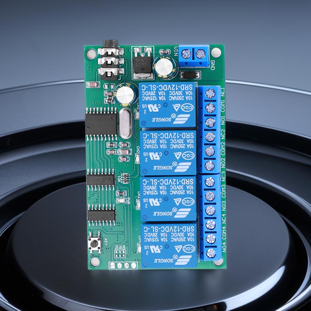 AD22B04 4 Channel DTMF Signal Tone Voice Decoder Relay Switch Module Non-Locking/Self-Locking/Interlocking/Time Delay