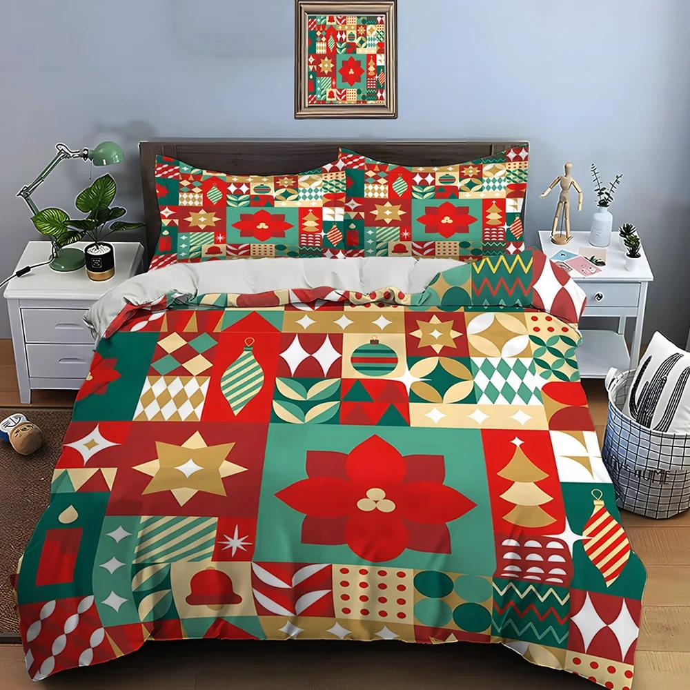 Christmas Print Bedding Set Duvet Cover 1 Duvet Cover 2 Pillowcases Adult and Kids Bedding Set Luxury Holiday Christmas Gifts