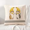Cute Cat Cartoon Animal Cushion Cover Natural Linen Organic Fabric DoubleSided Printing Sofa Home Decor Breathable Bed Pillow