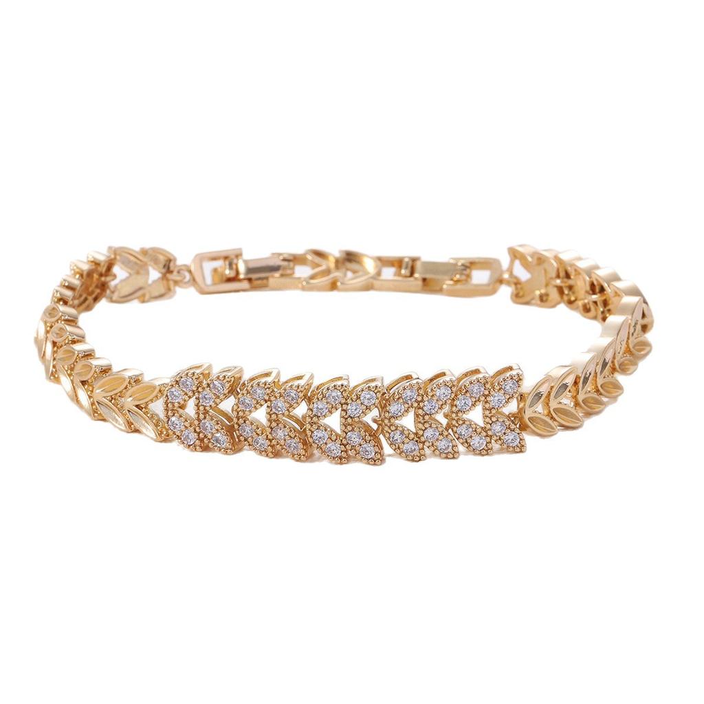 New Fashion Light Luxury Bracelet Trendy Accessories Women's Bracelet Simple Copper Zircon Wheat Ear