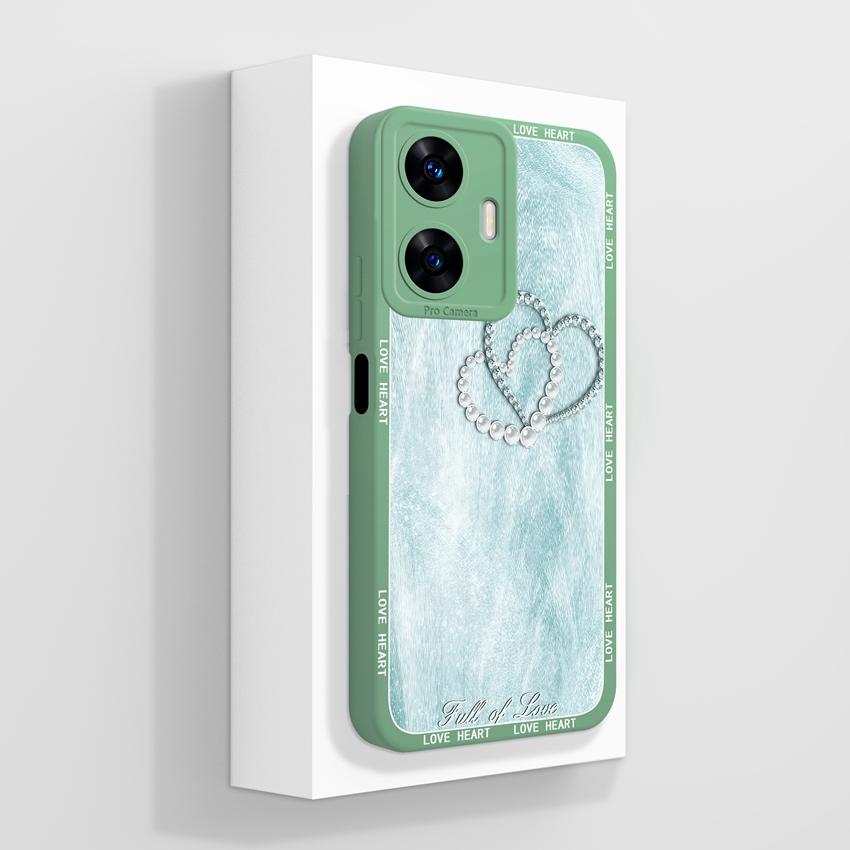 Beautiful Love Heart Phone Covers For Realme C55 C35 C25 C20 C15 C11 C21Y C25Y Soft Liquid Silicone Bumper Anti Drop Protection Case For Realme Casing