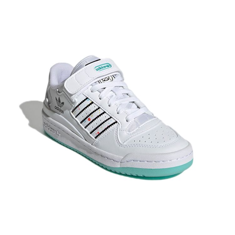 Adidas Originals Forum Low J Durable Low Top Kids Skate Shoes Kids Sneaker White Black Blue H01440