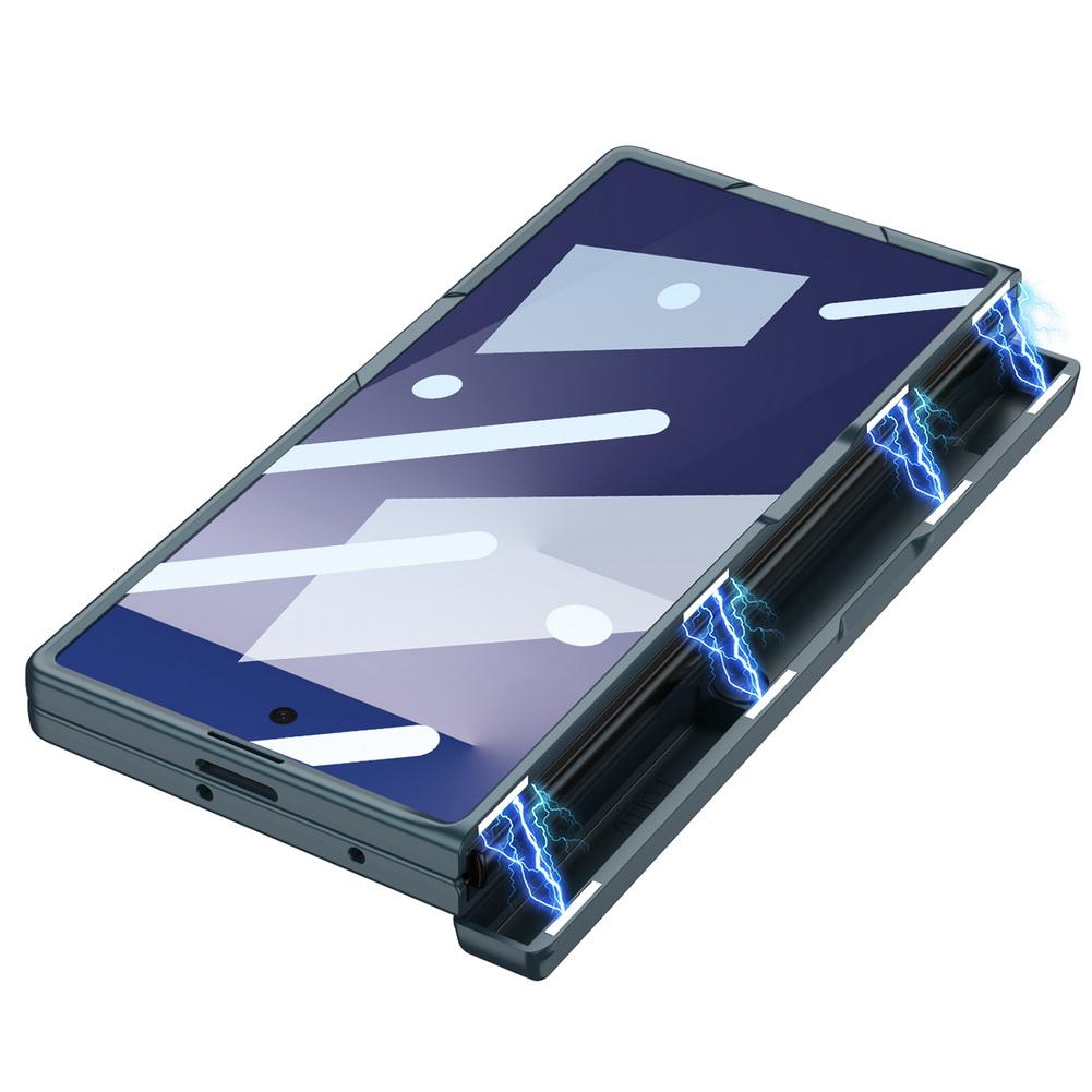 Magnetic Hinge Folding Stand Holder Wrist Strap with Glass Protector Case for Samsung Galaxy Z Fold 7 Fold7 Lens Protect Cover