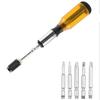 Ratchet Screwdriver Push Pull for W/ 5 Screwdriver Heads Spiral Ratchet Screwdri