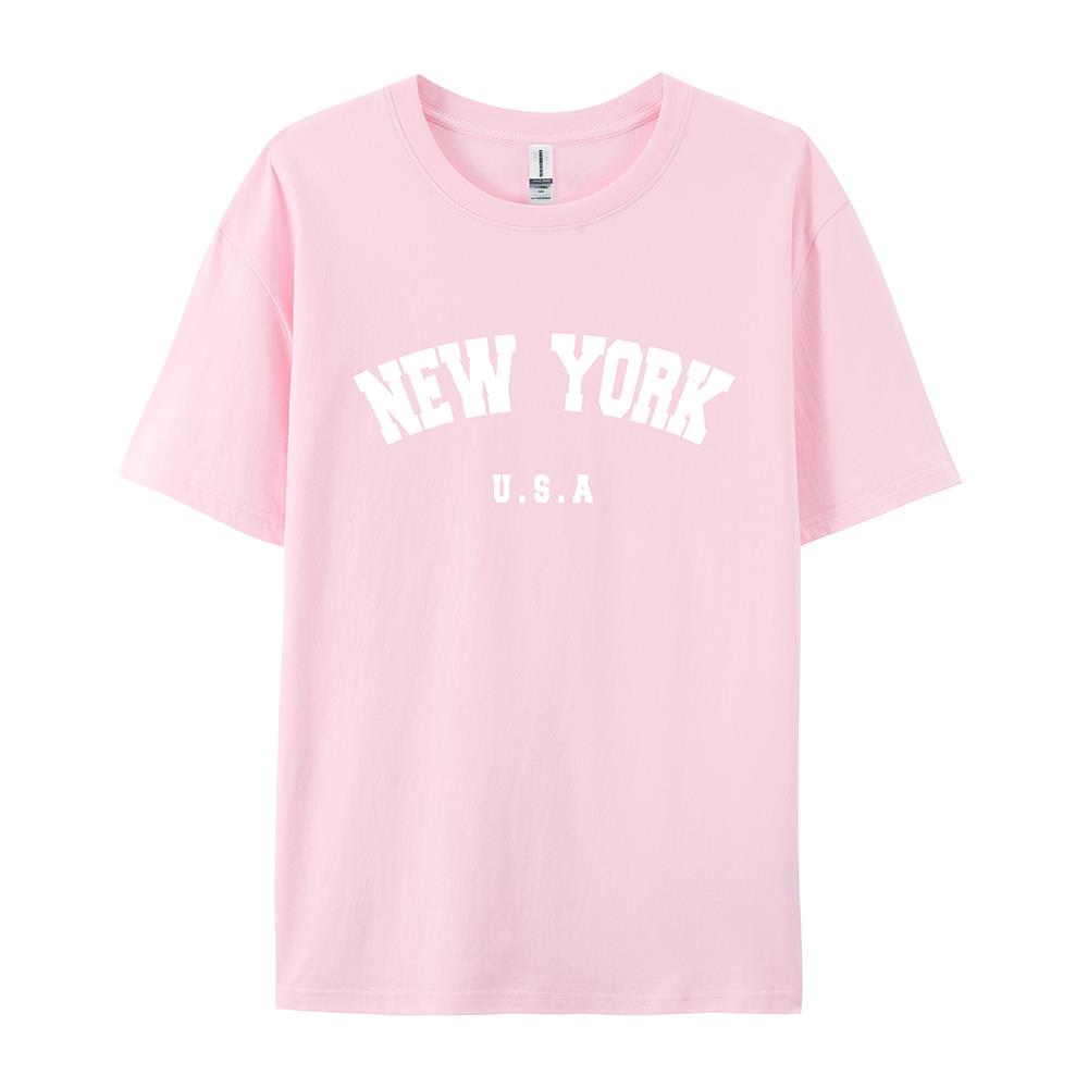 NEW YORK U.S.A Street Letter Style Printed Women T-Shirts Cotton Quality Short Sleeve Summer Breathable Hip Hop Tee Clothing