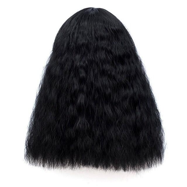 Stylish White Wig Slanted Bangs Corn Perm Long Curly Hair Instant Noodle Roll