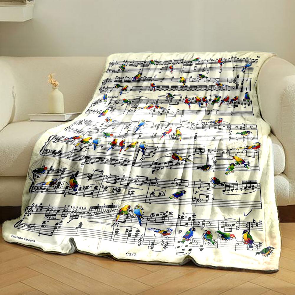 Parrot Music Note Blanket Bedroom Blanket for Livingroom Couch Lunch Break Soft Throw for Friend's Festival Gift