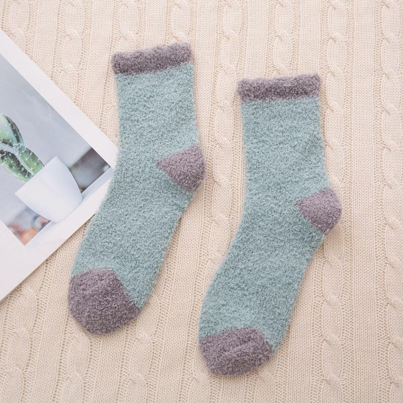 

1/5 Pairs of Autumn and Winter Polar Fleece Lining Winter Coral Fleece Mid-calf Socks Thickened Warm Floor Socks 1 Pairs синій