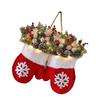 LED Christmas Mitten Wreath With Realistic Pine Cones Red Berries Indoor Outdoor Holiday Decoration For Door Mantle