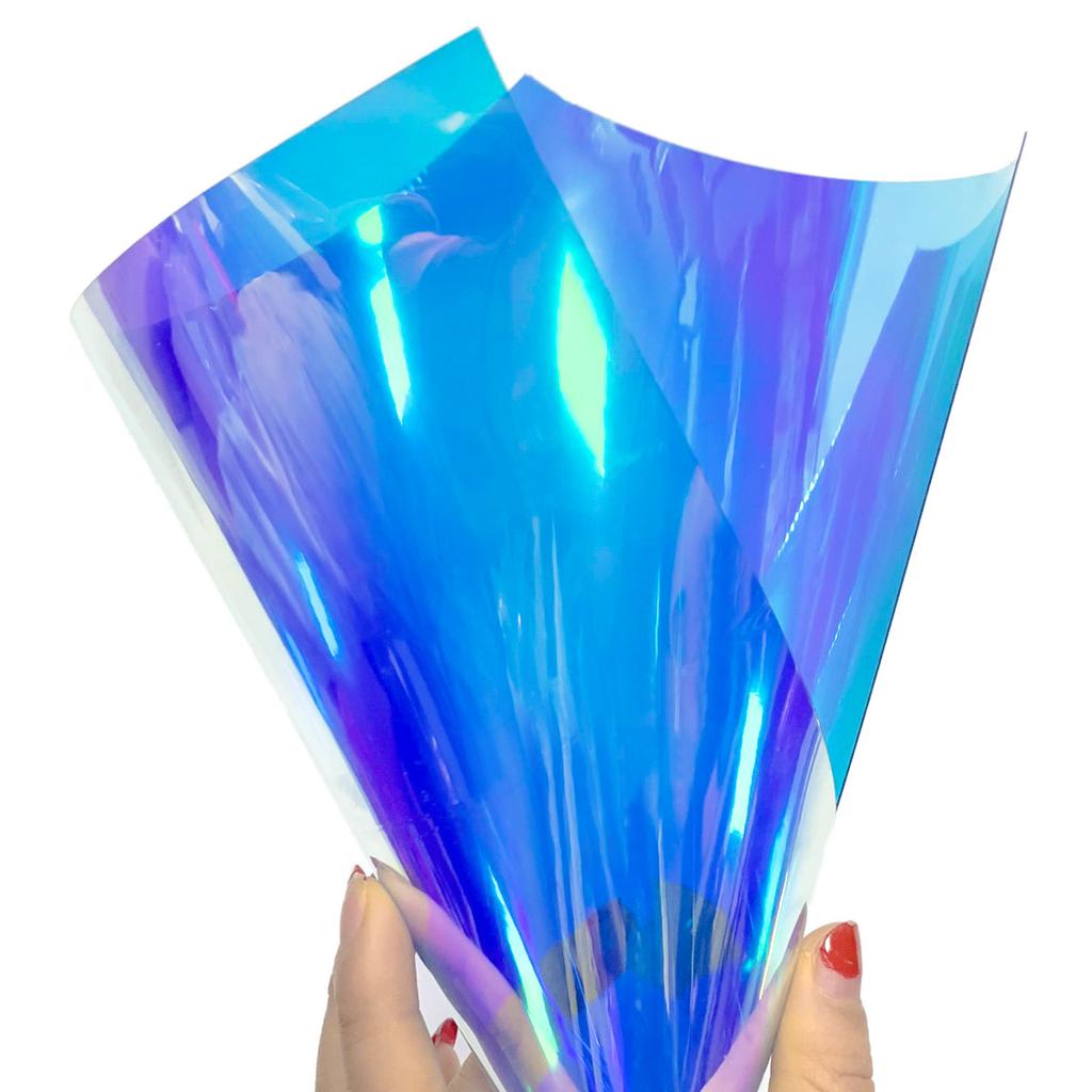 A4 Multicolor Iridescent Holographic Clear Transparent PVC Fabric Leatherette Laser Rainbow Film Vinyl Craft Bag Earring DIY Bow