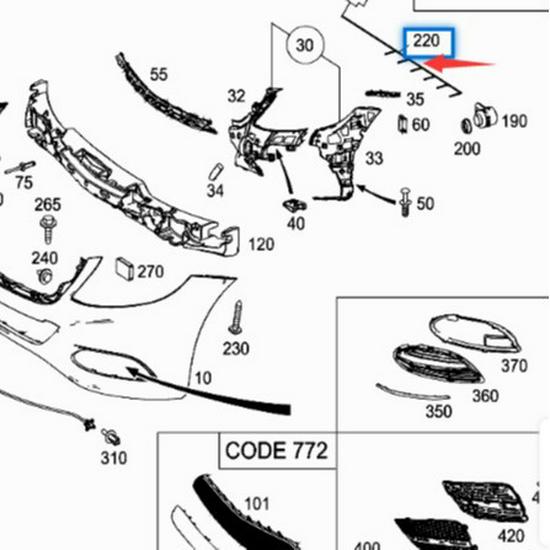 Mercedes-Benz S-Class W222 Front Bumper PDC Sensor Wiring Harness 