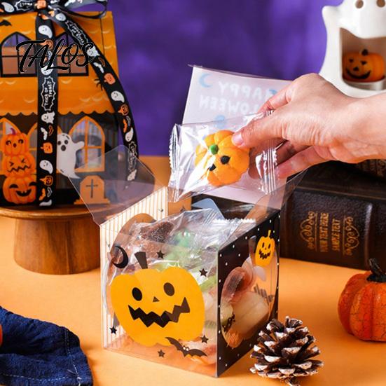 Holiday Goodie Boxes 10 Pcs Halloween Treat Boxes, Cute Small Party Favors Box, Castle Clear Window Gift House Shaped Container for Candy Cookie Snack