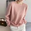 Women's Round Neck Wool Knitwear - Loose Fit Long Sleeve Pullover for Autumn & Winter