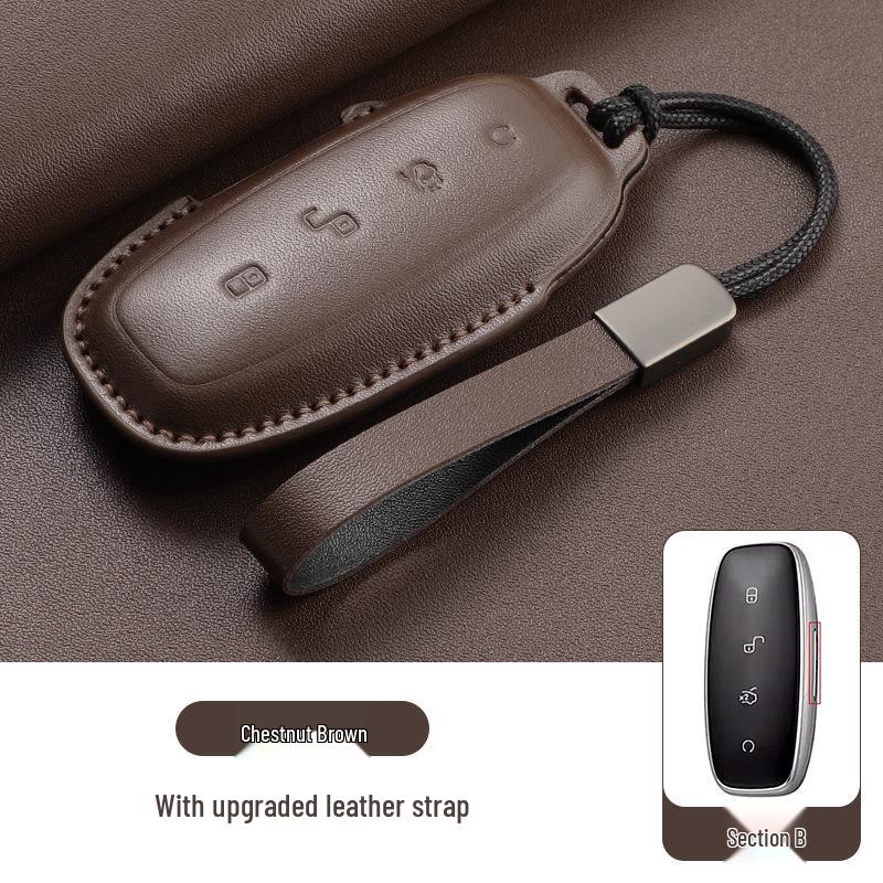

Fits 26 Denza D9 Models: Cowhide Car Key Case for DM-i N7 N8 Interior Modification