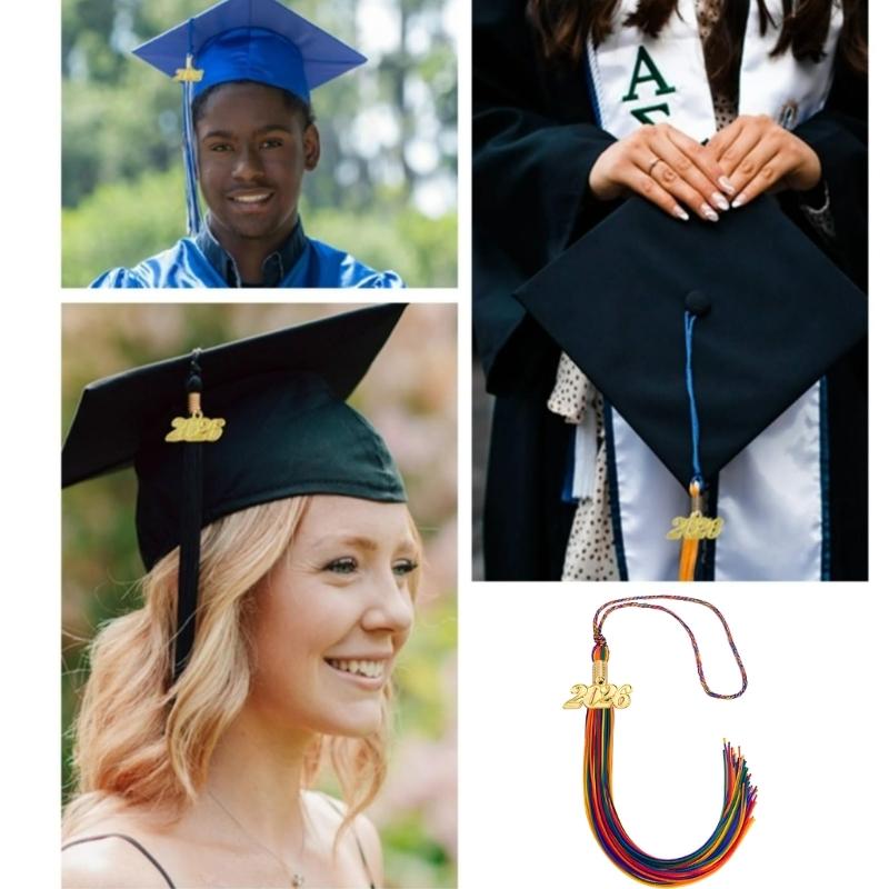Rainbow Commencement Tassels With Year Charm Graduation Hat Tassels For Academic Gowns Caps and Graduation Ceremonies