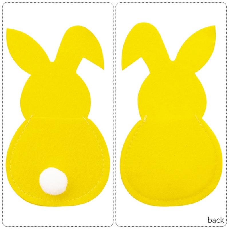 4 Pezzi Pratica Sacca Portaposate in Feltro a Forma di Coniglio Sacca Portaposate in Feltro con Coniglio di Pasqua Decorazioni Felici di Pasqua per Posate