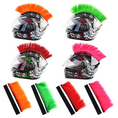 Punk Mohawk Synthetic Wigs Colorful Helmet Decorations For Motorcycle Bicycle Accessories Reusable Hair Stylish Riders