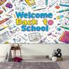 Welcome Back to School Tapestry, Stationery Doodle Background Cloth, Classroom Decor