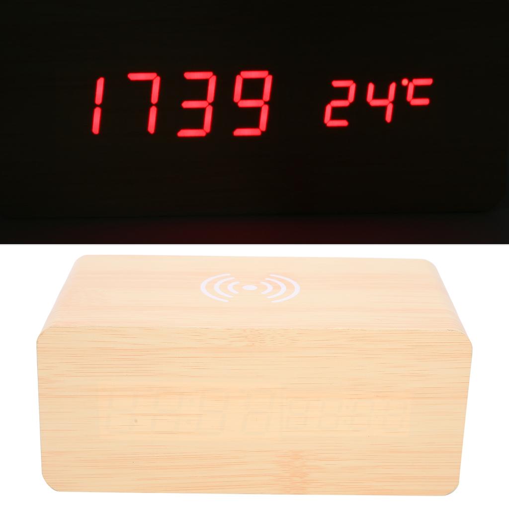 Multifunctional Wooden 2000mAh Mini Alarm Speaker Wireless Bluetooth Clock Stereo Speaker