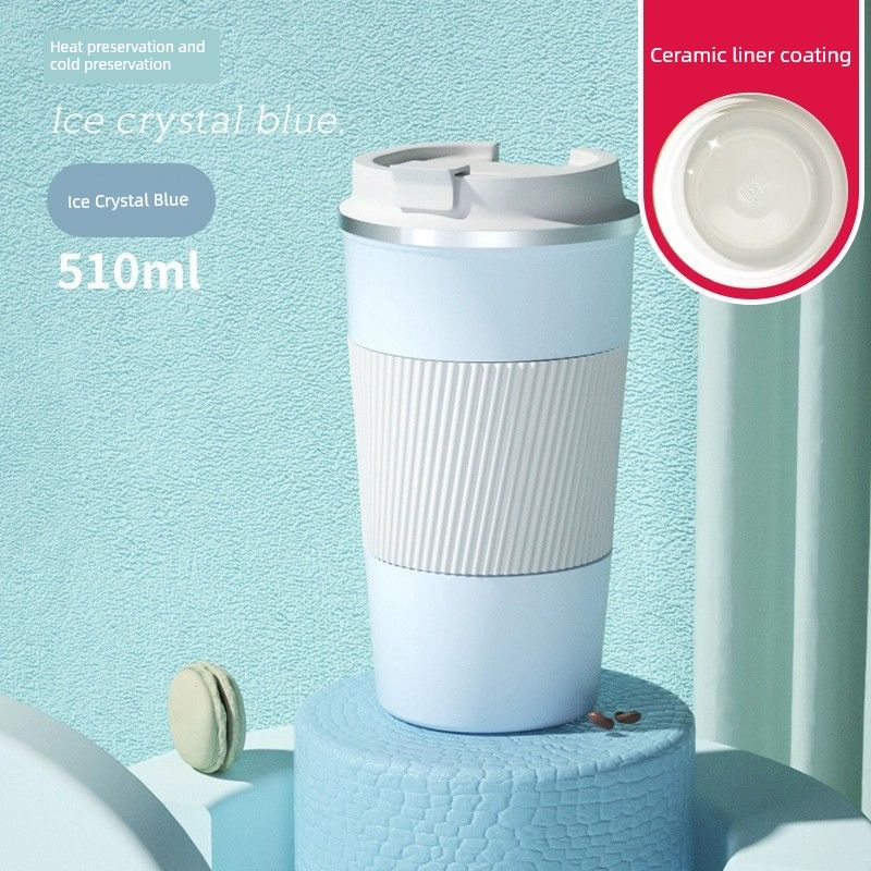 Coffee Cup with High Aesthetic Value, Large Capacity, Insulated Cup with Ceramic Inner Coating, Portable Cup for Men and Women, Office Tea Cup