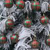 2 Boxes Christmas Tree Decorations Tartan Pattern Plastic Hanging Ball Festival Home Holiday Party Decorative Accent