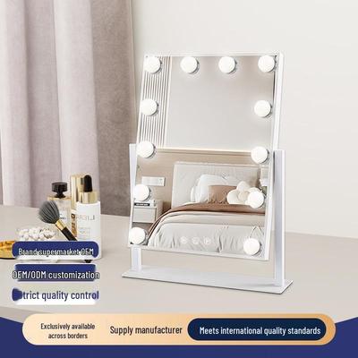 Miroir de maquillage LED Hollywood avec lumière tricolore, Miroir de coiffeuse intelligent de bureau