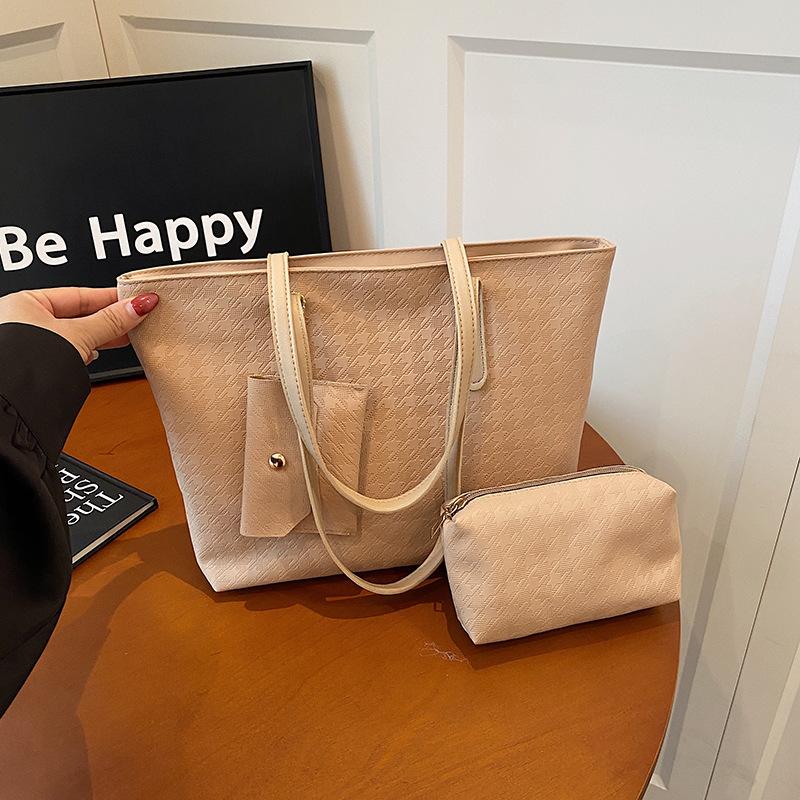 

Модная в этом году новая текстурированная плетеная сумка-тоут для通勤, сумка через плечо для выхода, дорожная сумка-тоут из трех частей хаки