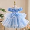 Girls' Formal Flower Girl Princess Dress with Sequined Puffy Skirt - Ideal for Piano Performances
