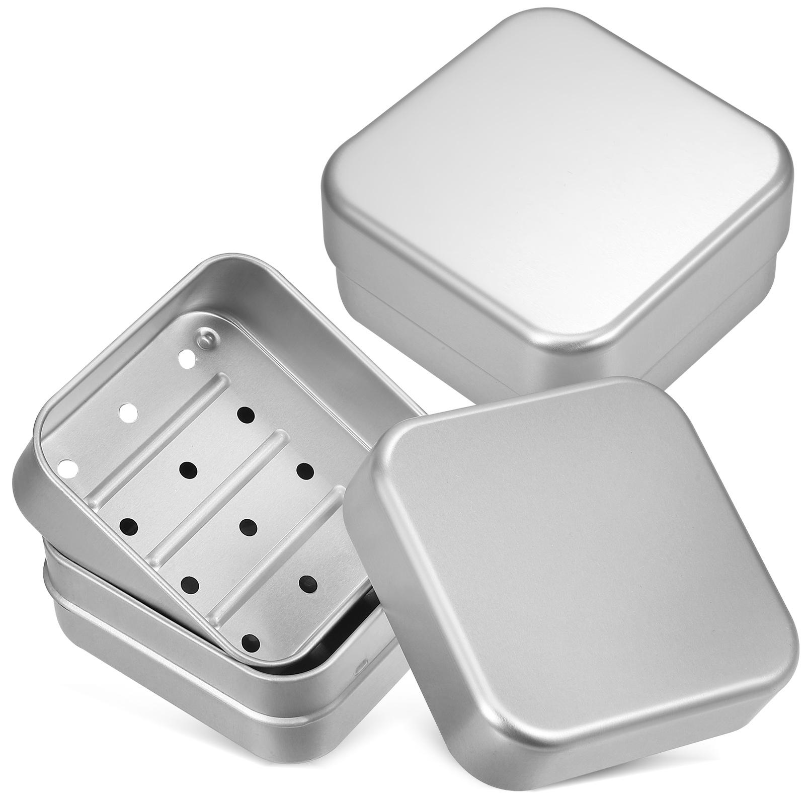 

2 шт. Дренажная алюминиевая мыльница Дорожный держатель Компактный легкий кейс для брускового мыла Контейнер для хранения с крышкой для душа