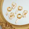 Luxury Minimalist Freshwater Pearl Earrings for Women: French Style, Real Gold Plated, Non-Fading