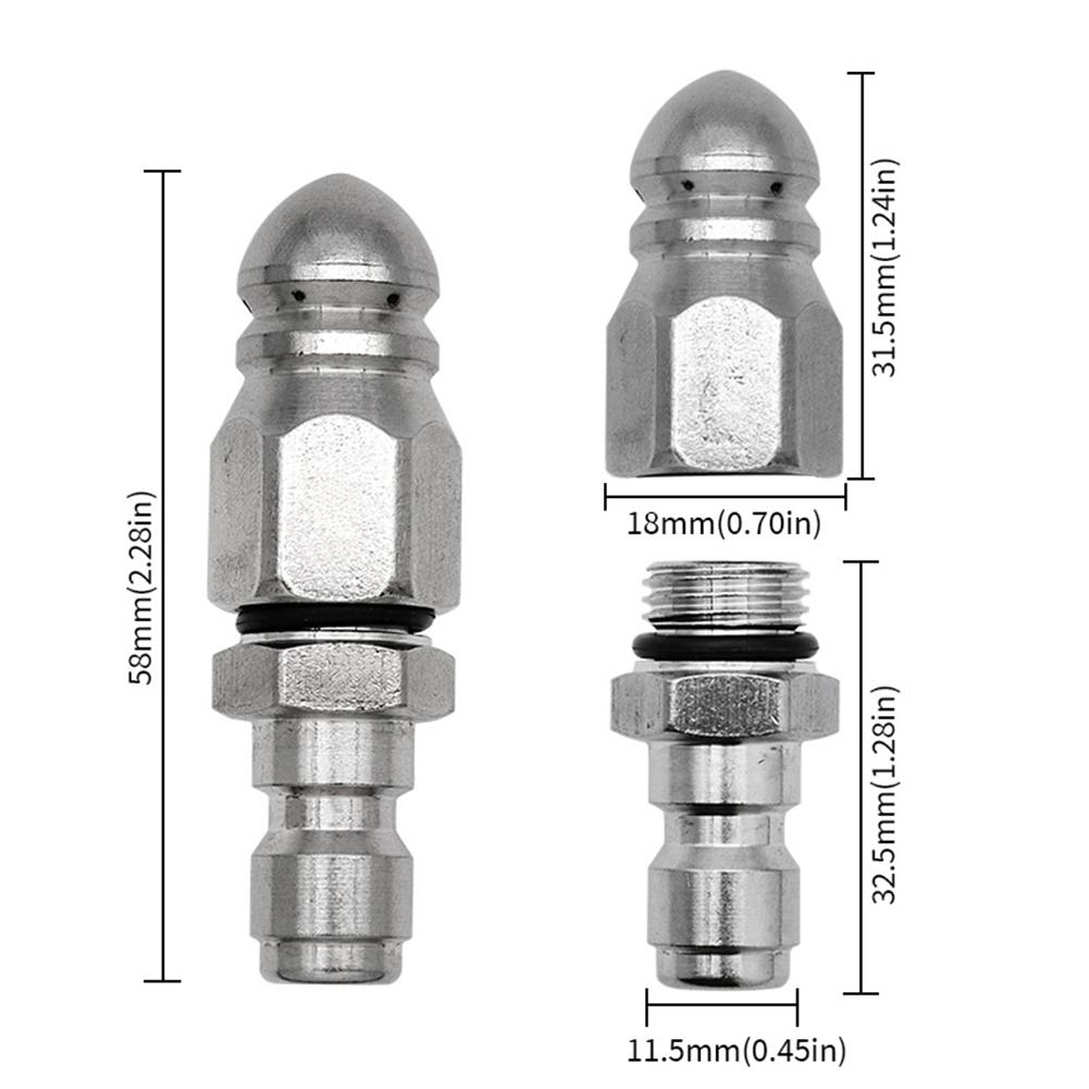2/4PCS Pressure Washer Sewer Jetter Nozzle Stainless Steel 1/4inch Quickly Connector Sewer  Nozzle Drain Washing Tools Head