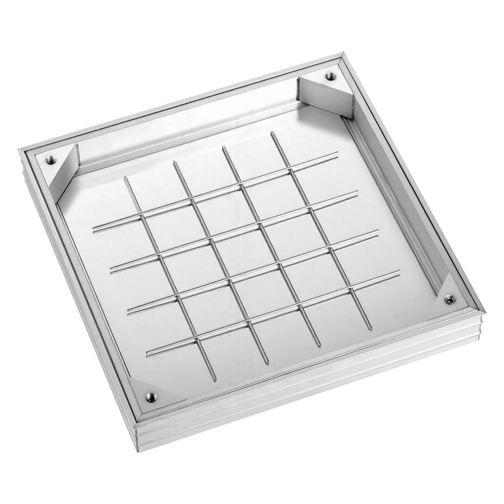 Manhole Cover with Frame, 400 X 400mm Invisible Recessed Septic Tank Access Covers, Aluminum Alloy Embedded Drain Channel Inspection Cover for