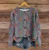Women's Vintage Knit Button Vintage Print Cardigan Jacket