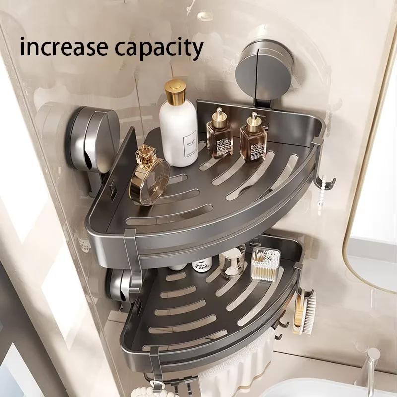 Bathroom Suction Cup Type Storage Rack Without Punching Tripod Rack Toilet  Wall Corner Wall Hanging Storage Shelf