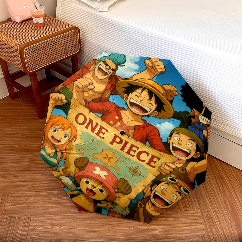 1 PC Automatic Folding Umbrella - Anime One Piece Pattern Portable Foldable Design With 8 Ribs Christmas Birthday Gifts