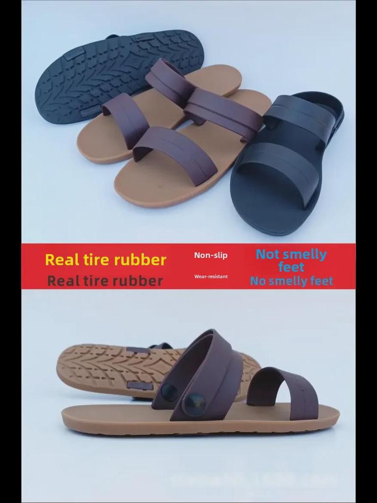 Vietnamese Rubber Sandals: Versatile Men's Casual Slip-Ons with Thai Tire Soles, Perfect for Trendy Business or Youthful Style.