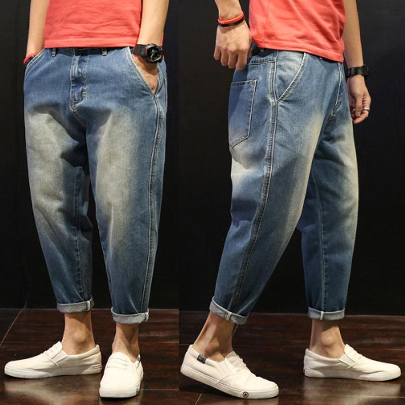 MILL MALL Zomer Gebroken Gat Negen Jeans Mannen Losse Casual Broek Mannen Dunne Tij Broek Rechte Broek Harlan Broek 31
