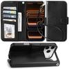 iPhone 17 Pro Max Leather Flip Case - Anti-Magnetic Cloth Protection