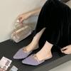 French Temperament Fairy Style Lamb Wool Bag Head Half Slippers Women Wear Autumn and Winter Pedal Pointed Lazy Muller Shoes