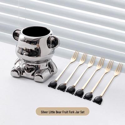 Ceramic Bear Stainless Steel Fruit Fork Set