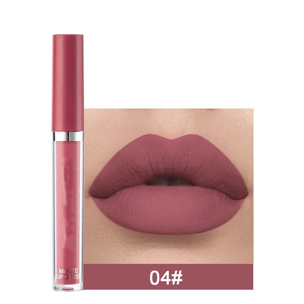 12 Farben Sexy Langanhaltender Samt-Matte Lipgloss Flüssiger Lippenstift Lippen-Make-up Frauen Schönheit Rot Nicht-Klebender Becher Wasserdichter Lipgloss