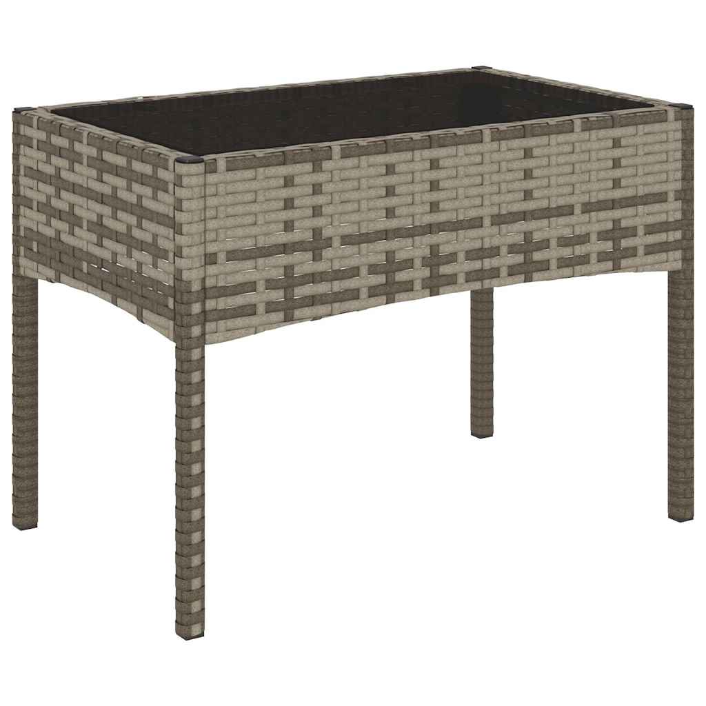 4 Piece Garden Lounge Set with Cushions Gray Poly Rattan