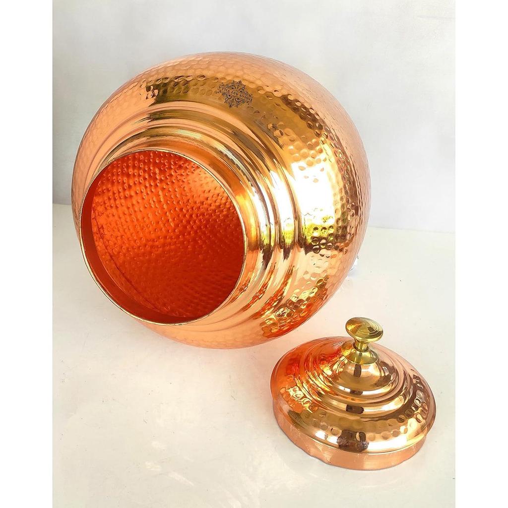 Gehämmertes Design Kupfer Wasserspender Topf Matka, Aufbewahrung, Heimküche Garten, Volumen-5 Liter