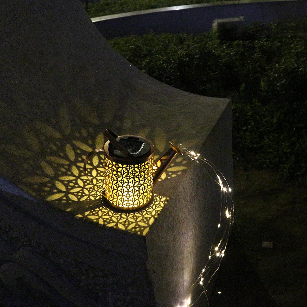 Fashion Solar Watering Can Garden Light Metal Stake LED String Light Outdoor Yard Decoration